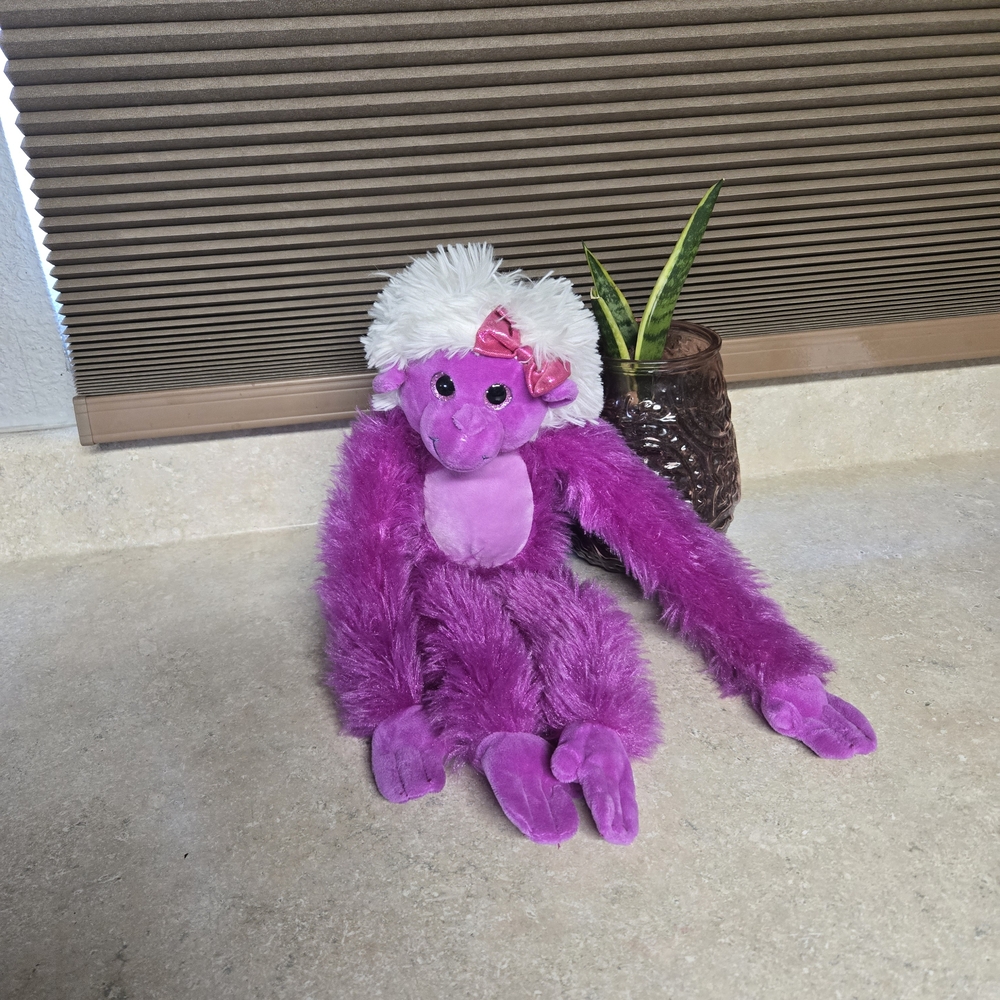 Wild Republic Hanging Girl Monkey Purple White Girl Plush 19" Stuffed Toy B225